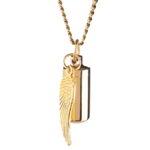 Small Cylinder Pendant with Angel Wing