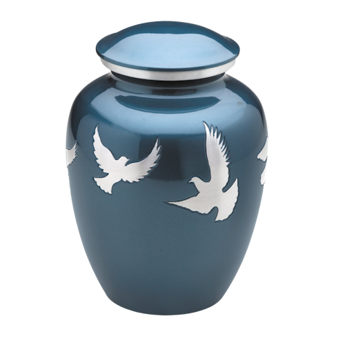 Blue cremation urns